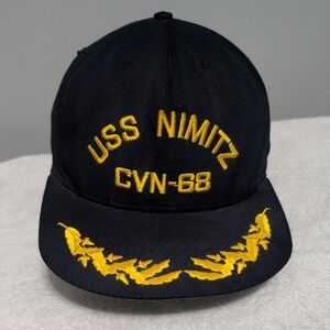California Headwear USS NIMITZ CVN-68 Black Cap Snapback Yellow Embellishments